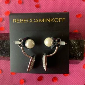 Rebecca Minkoff faux pearl and rhinestone earrings